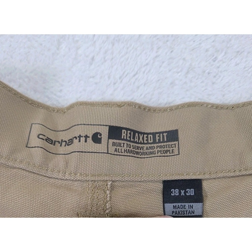 Carhartt Relaxed Fit Work Pants 38x30 Khaki Stretch Canvas Workwear Mens - Picture 8 of 14